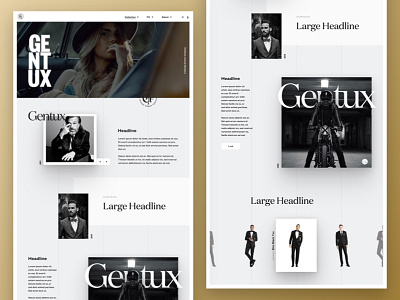 Gentux Rebrand Early Exploration brand ecommerce fashion menswear photography serif shadow suit ui ux web