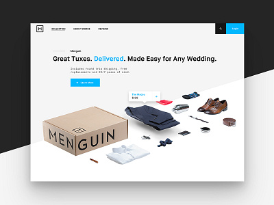 Menguin ecommerce fashion homepage menswear shipping ui ux web wedding
