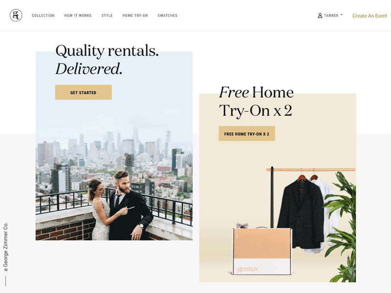 Homepage Split Offer branding fashion homepage menswear shipping ui web wedding