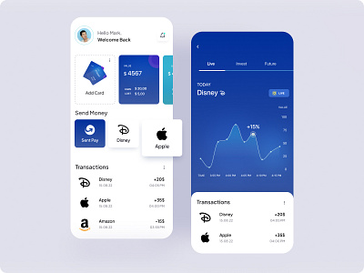 Invest App app appdesign design finance fintech intefacelight interface invest investapp light mobile mobileapp mobileui transactions ui