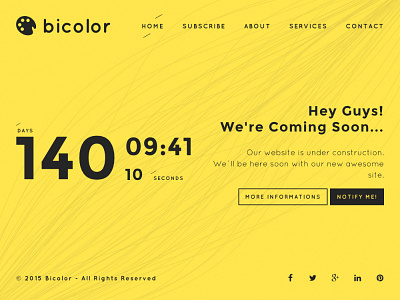 Bicolor - Creative Coming Soon Template bicolor coming construction css3 html5 soon subscribe under