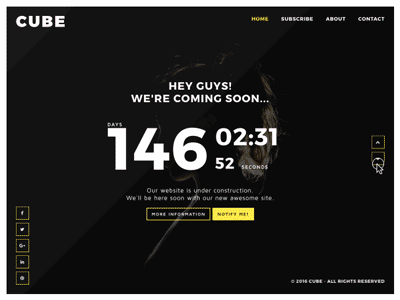 Cube - Creative Coming Soon Template 3d animation coming soon css3 cube html5 subscribe under construction