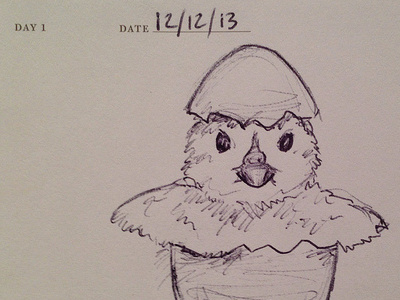 Sketch of the day #1 chick paper pen sketch