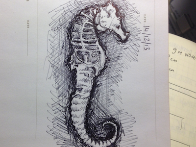 Sketch of the day #3 fringe pen seahorse sketch