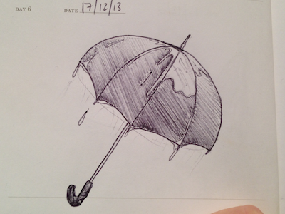 Sketch of the day #6 pen rain sketch umbrella