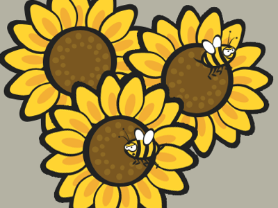 Sunflower Bees bees black brown sunflowers yellow