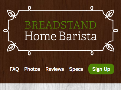 Breadstand Home Barista logo navigation wood