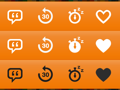 iPhone App Action Bar improved app fave icons iphone orange timer white