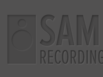 Recording and Mix Engineer logo condensed emboss grey logo proxima nova sans serif shadow speaker