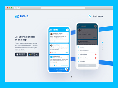 HOMS Landing page animation app homs house landing landing page neighbor neighborhood neighbors promo page social network