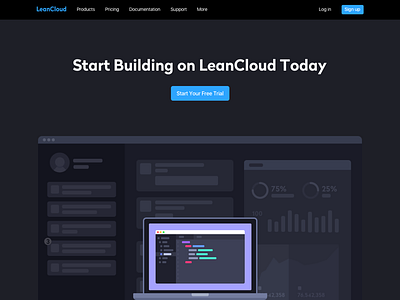 LeanCloud Landing Page flat homepage illustrations landing page macbook