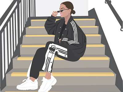 Adidas Tracksuit Girl Illustration