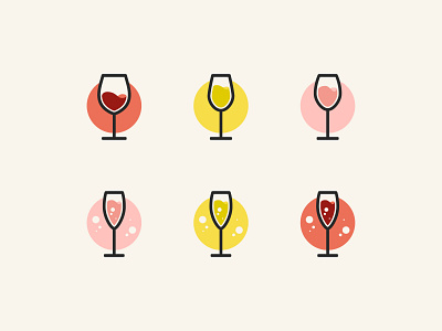 Wine Icons bubbles glass glasses icon icons illustration minimal red rose rosé simple sparkling vector white wine wine glass