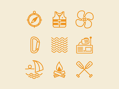 Outdoor Icons boat camping compass design fire icons illustration outdoor sailing