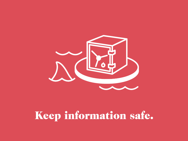 Keep Information Safe chest passwords line simple security illustration icon