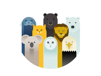 Animal Icons bear cat design eagle icons illustration koala lion owl seal