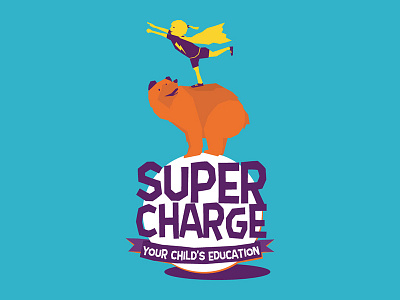 Supercharge ball bear child childcare illustration super type