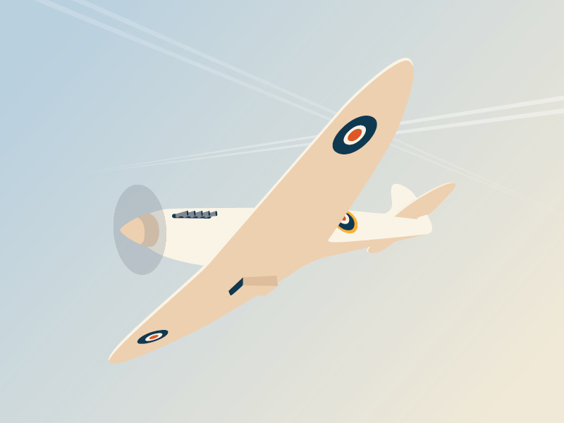 Spitfire military armed forces minimal icon fighter illustration plane spitfire