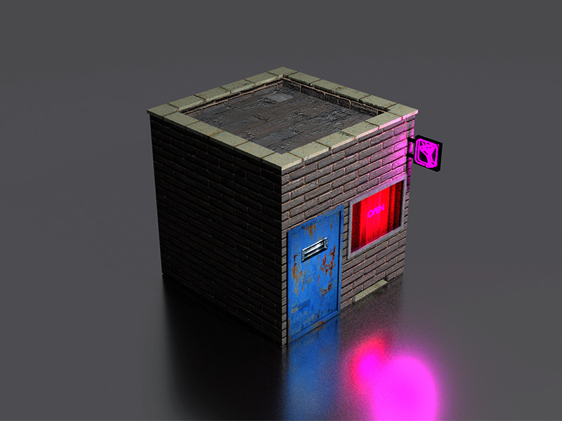 Bar - Work In Progress brick neon illustration building 3d bar blender