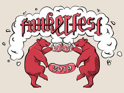 Funkerfest 2019 Logo bear beer illustration logo typography vector
