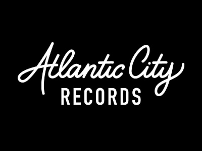 Atlantic City Records black and white custom lettering script typography