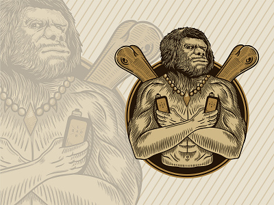 Caveman brand caveman illustration logo logovintage vintage