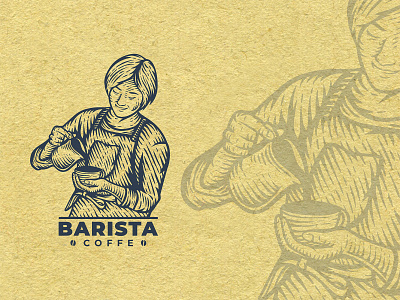 Barista Caffe barista brand brand identity branding coffe coffelogo design graphicdesign icon illustration logo logovintage mascot