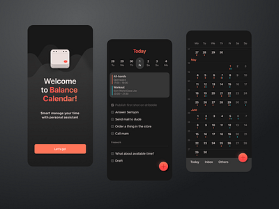 Calendar app app calendar concept dark mobile product ui