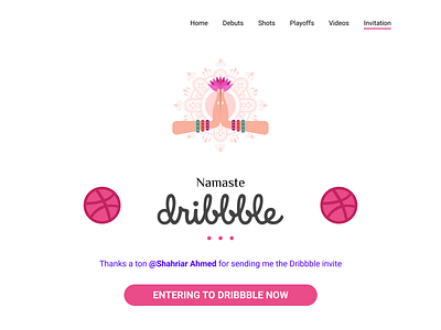 Namaste Dribbble - Daily Challenge #006 color daily challenge debut debut shot design hello dribbble minimalism namaste dribbble thank you typography web