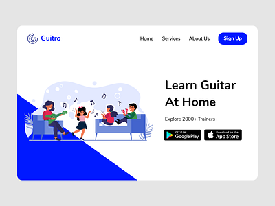 Guitar At Home Services Web Page color illustration learn guitar at home services typography ui user experience user interface ux web design webpage design