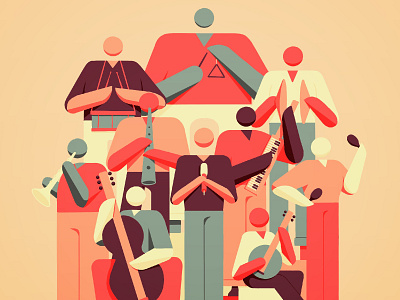 orchestra animation design flat illustration