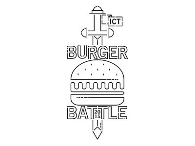 Burger Battle Logo 2015 battle burger competition event food hamburger ict monoline non profit sword wichita