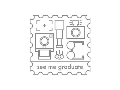 Graduation Announcement Illustration camera eye glasses graduation polaroid see sight stamp telescope viewfinder