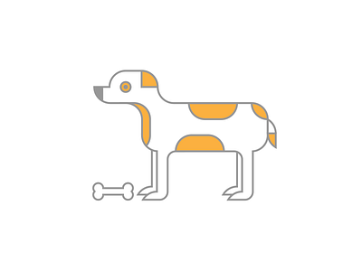 Doggy Illustration bone canine dog icon illustration linear monoline orange outline pet simple white