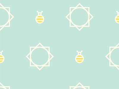 Sun & Bee Pattern bee blue icon line minimal pattern simple sun white yellow