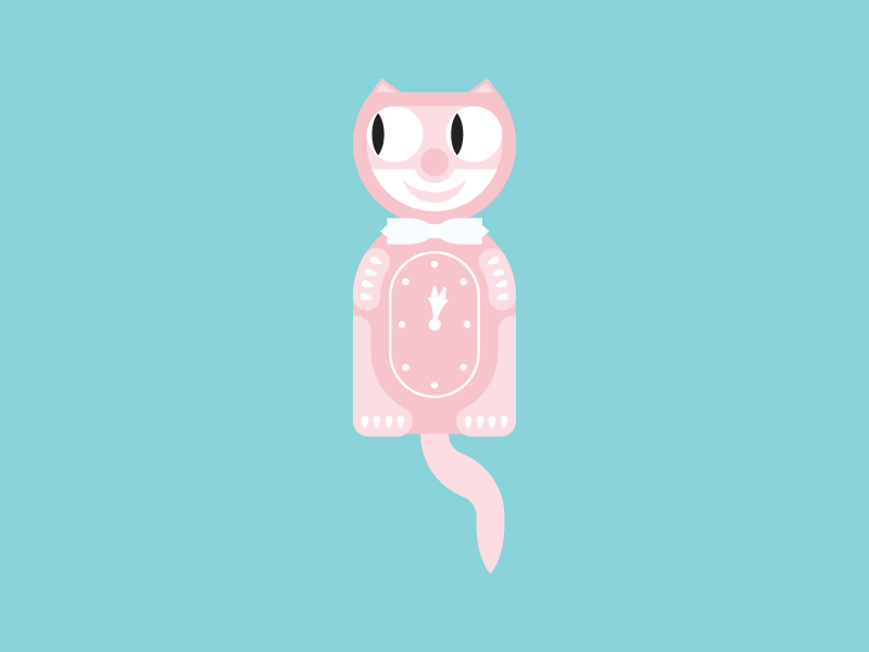 Tick Tock Day Clock animation blue cat clock flat gif icon kitty new years pink tick tock time