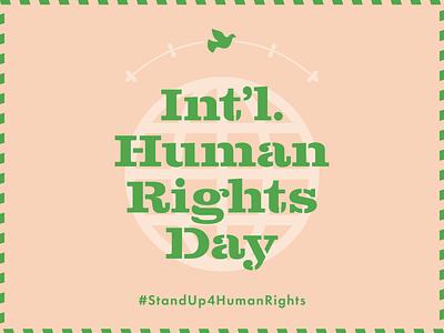 Int'l. Human Rights Day dove globe green human rights peach wreath