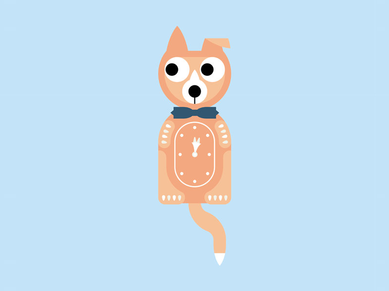 Tick Tock Day animation blue clock corgi dog flat gif icon new years orange tick tock time