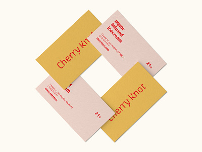 Cherry Knot Business Card adobe adobe live adobe live challenge alcohol business card cherry ice cream liquor minimal orange pink red