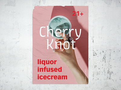 Cherry Knot Poster adobe adobe fonts adobe live adobe live challenge alcohol cherry ice cream liquor minimal pink poster red