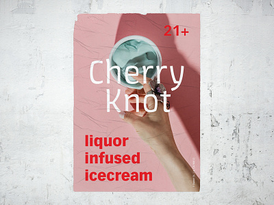 Cherry Knot Poster adobe adobe fonts adobe live adobe live challenge alcohol cherry ice cream liquor minimal pink poster red