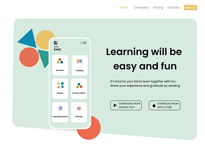 Learning Page for Kids graphic design typography ui