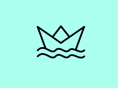 Boat boat design flat illustration logo vector waves
