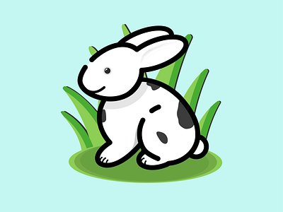 rabbit animal design flat grass gree illustration nature rabbit