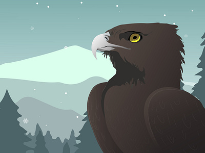 The Mighty Eagle animal design flatillustration illustration landscape nature snow vector