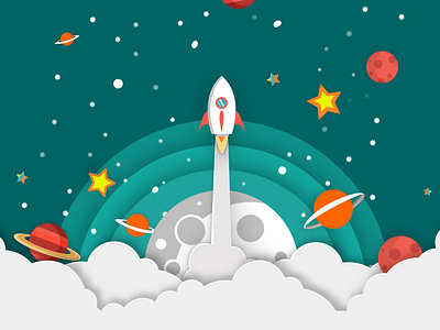 Space trip deepspace design digitalart flat graphic design icon illustration planets rocket space ui universe vector