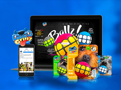 Dawg Grillz blue dog e commerce illustration pet product branding retail website