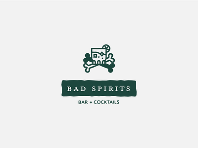 Bad Spirits bars beer cocktails death icon line logo logo design logodesign logos logotype skull spirits wine