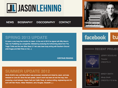 Jason Lehning Website blog blue orange discography website