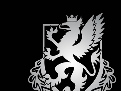 Von Schweikert Audio Highest Performance black and silver crest family crest griffin herald heraldry logo metallic silver